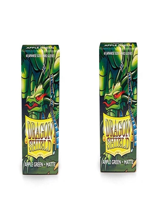 dragon shield 2 Packs Dragon Shield Matte Mini Japanese Apple Green 60 ct Card Sleeves Value Bundle! … - Image 1